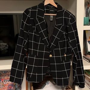 Smiths black windowpanes blazer with leather elbo patches. Size 10. Perfect cond